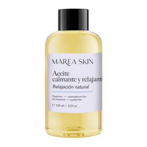 Aceite corporal calmante y relajante 125 ml con fondo transparente