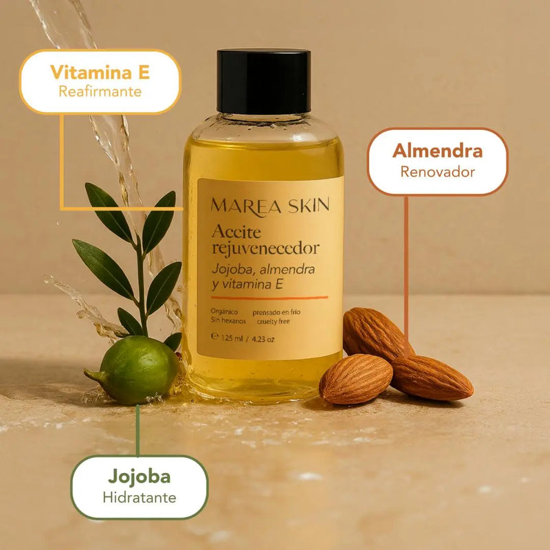 Aceite rejuvenecedor con ingredientes y beneficios